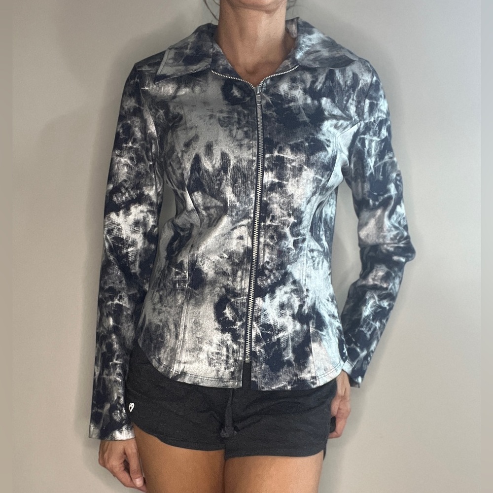 Pamplona  jacket- metallic silver and black- EUC- size small